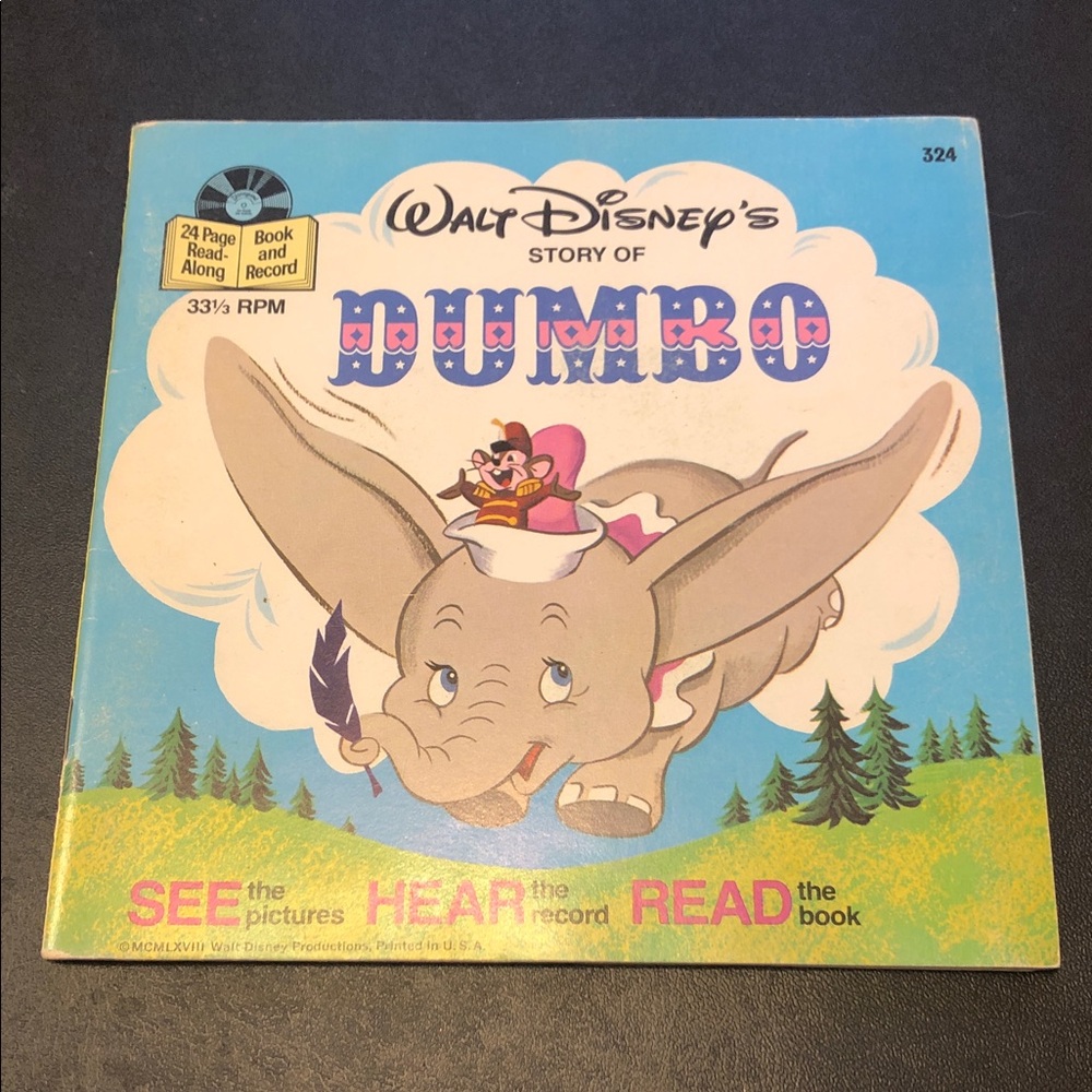 Walt Disney Dumbo Kids Read-Along Book & Record - Blue Cover